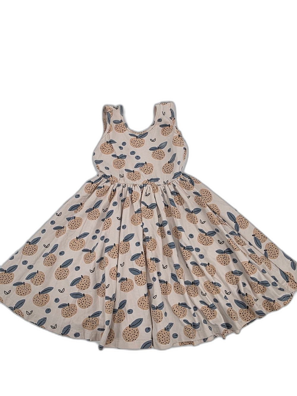 Alice + Ames Girls Cream Fruit Print Sleeveless Casual Dress Size 5